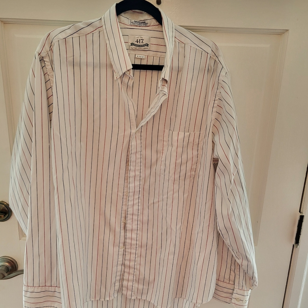 Vintage 80's/90's  Van Heusen Striped Button Down Shirt  Sz 18 36/37 Preppy